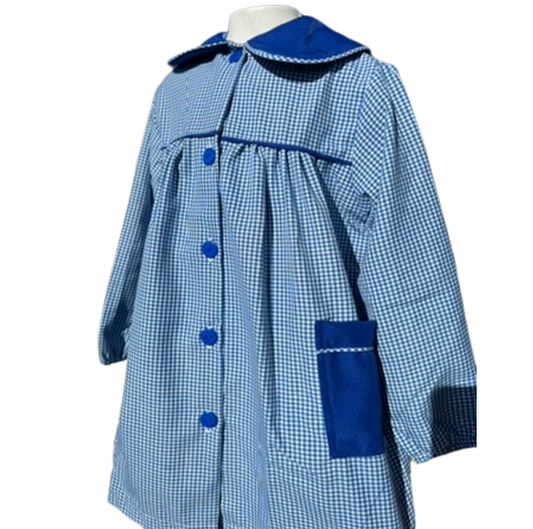 Delantal Jardin cuadrito azul