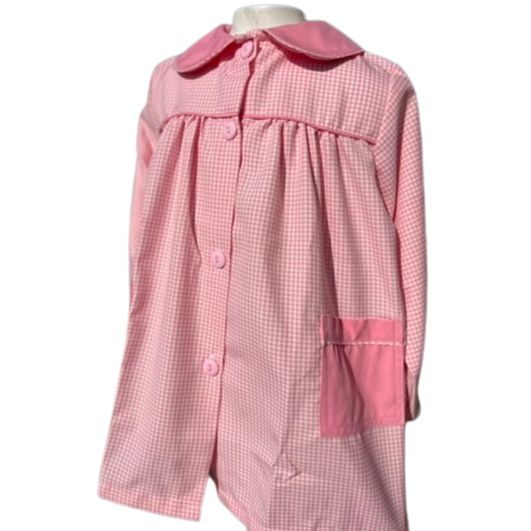 Delantal Jardin cuadrito rosado